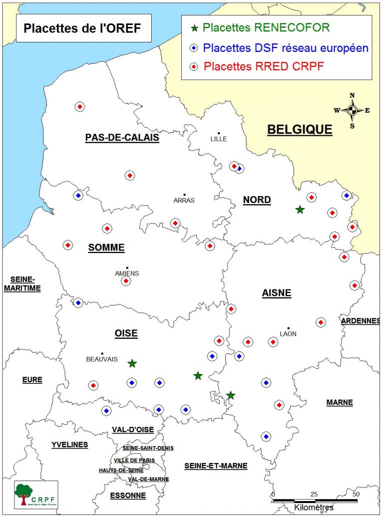 Carte placettes OREF