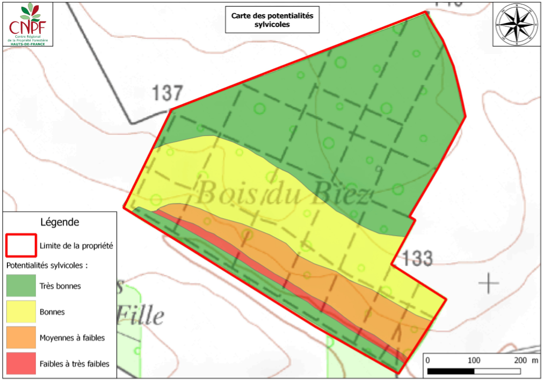 Carte des potentialités sylvicoles